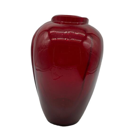 Vintage Salvia Glassworks Ruby Red Heart Shape Vase Hand Blown Czech Republic - Picture 2 of 7